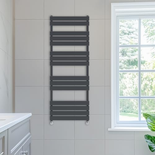 NRG 1600x600 Flat Panel Heated Towel Rail Radiator Anthracite | Central Heating Rad, Steel, Radiator Towel Rack, Modern Radiator Wall Mounted, for Bathroom