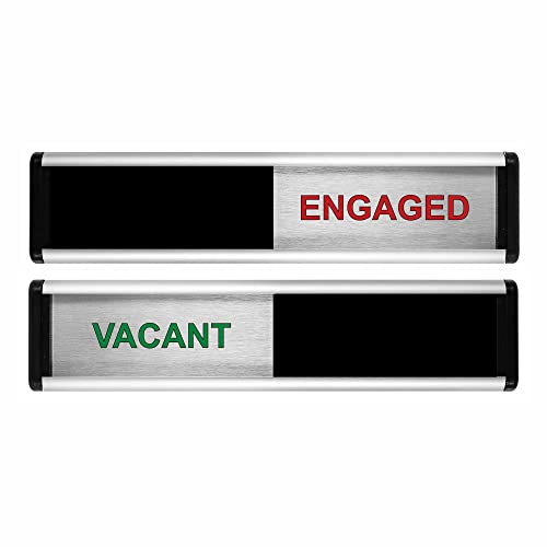 ViroDisplay® Vacant/Engaged Sliding Door Sign – Original Edition – 214 x 60mm – Anodised Silver Profile with Black End Caps – Self-Adhesive Fixing