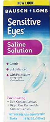 Bausch & Lomb B&L Sens Saline Plus 12 Size 12Z Gentle Sensitive Eyes Plus, Saline Contact Lens Solution Pack Of 2