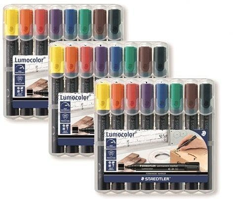 Staedtler 350 WP8 Lumocolor permanent marker Keilspitze, 2 mm oder 5 mm, aufstellbare Box mit 8 farben (3)