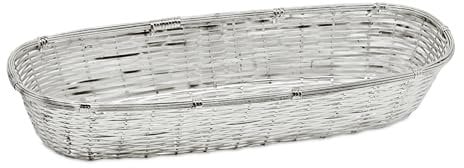 EDZARD Korb Brotkorb Baguette (13x34cm), Metall geflochten, länglich, edel versilbert, anlaufgeschützt