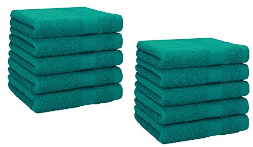 Betz 10 Stück Seiftücher Seiftuch Seiflappen Set Premium 100% Baumwolle Seiflappen Set Größe 30 x 30 cm (smaragd)
