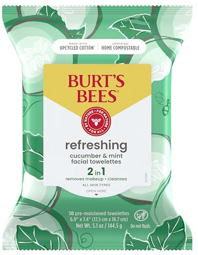 Burt's Bees Lingettes nettoyantes pour le visage Burts Bees - Concombre et sauge pour lingettes unisexes 30 unités