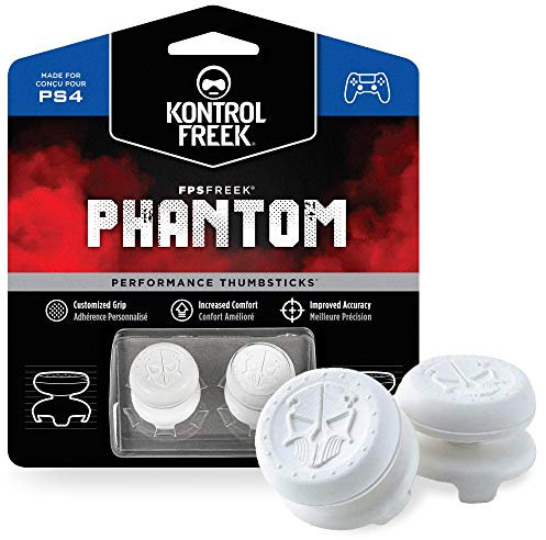 KontrolFreek FPS Freek Fantôme PlayStation 4 (PS4) et PlayStation 5 (PS5) Manette | Manettes Performance | 2 Taille Haute, Concave | Blanc