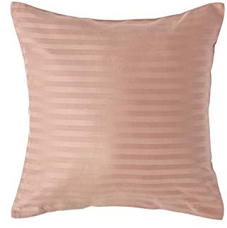 HOMESCAPES Damast Kissenbezug 40x40 cm Taupe-beige mit Satin-Streifen & Reißverschluss, 100% ägyptische Baumwolle, Fadendichte 330