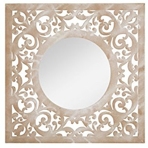 La Hacienda 55456 Square Stone Effect Mirror, Beige, 60 x 60 mm