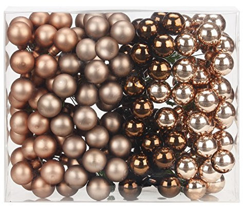 Magic 144 Spiegelbeeren Kugeln am Draht 2cm Weihnachtskugeln Baumkugeln Baumschmuck Weihnachtsdeko Kugeln Glaskugeln Set Christbaumschmuck - Elegant Lounge (Schokolade braun)