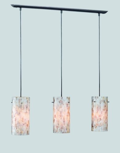 TRIO-Leuchten 300800324 Pendelleuchte, 3 x E14, max. 40W, ø 12 cm, Ausführung rostfarbig / Perlmutt