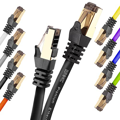 Duronic BLACK 3M CAT8 Cable | S/FTP Shielded Ethernet Wire | Super-Fast Network Patch Lead | Supports Bandwidth up to 2GHz/2000MHz | Snagless Gold RJ45 Connections | Data transmission 40 Gigabit