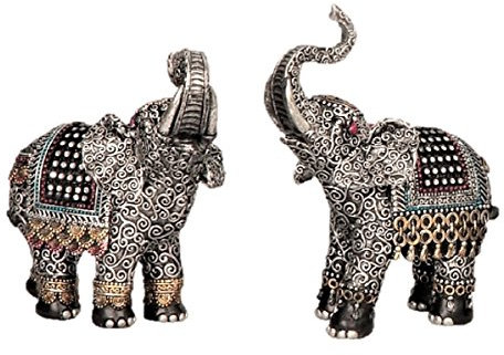 unbekannt 2 x Elefant asiatische Figuren je 16 cm