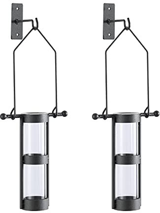 Danya B. Glasvasen-Set zur Wandmontage, zylinderförmig, mit Metallwiege und Haken