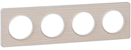 Schneider Electric - Odace Touch, plaque Bois nordique liseré Blanc 4 postes horiz./vert. 71mm - S520808M