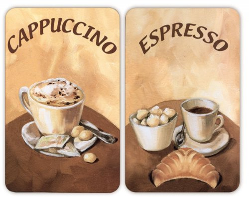 WENKO Herdabdeckplatte Universal Kaffee, 2er Set Herdabdeckung für alle Herdarten, Gehärtetes Glas, 30 x 52 cm, mehrfarbig