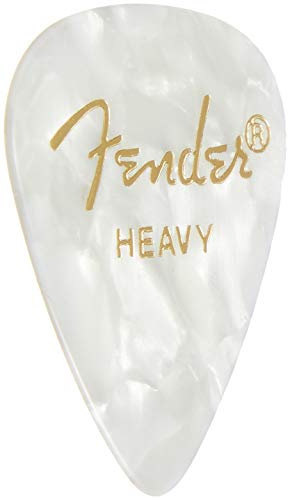 Fender Premium Celluloid Guitar Picks 351 Shape, White Moto, Heavy, 144-Pack