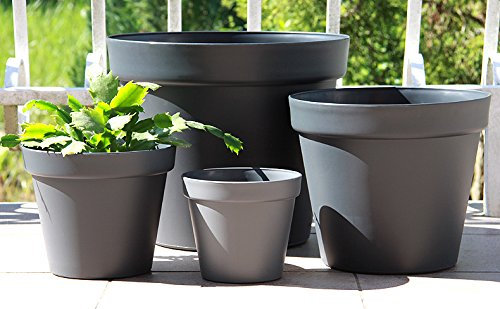 Wamat Blumenkübel Blumentopf Pflanzkübel Pflanztopf 4 Größen / 8 Farben S - XXLNeu!! (Durchmesser:19 cm, grau)