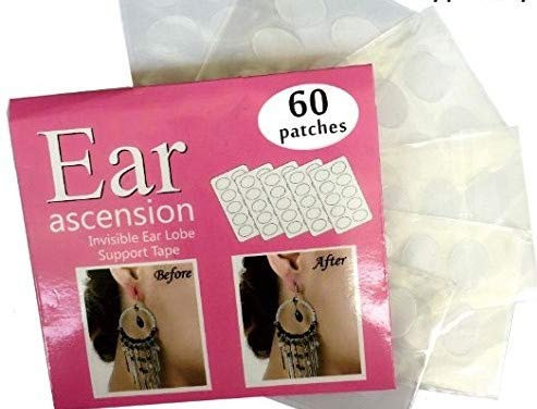 Ohrloch Tapes Ohrläppchen Stützband Sticker Ohrlochschutz - Perfekt für überdehnte Ohrlöcher und verletzte Ohrläppchen 60 Stück