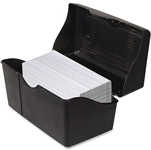 Advantus Stapelbar vikbar topp 9,5 x 5 indexkorthållare, låda med 300 kort, svart, 3,5 H x 5,5 L x 8 B cm, 45001