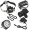 Theoutlettablet® Luz delantera - Foco frontal para Bici 11.000 lúmenes Linterna LÁMPARA TORCH frontal 7x CREE XML T6 Plus LED de bicicleta /bici lámpara Luz LED frontal para manillar de bicicletas (7 leds, 11.000 Lumens) con batería arnes cabeza y cargador COLOR NEGRO