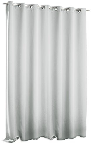 Verdunklungsgardine Blackout extra breit ca. 295x245 cm Ösen Vorhang Blickdicht Gardine #1389 (weiß grau)