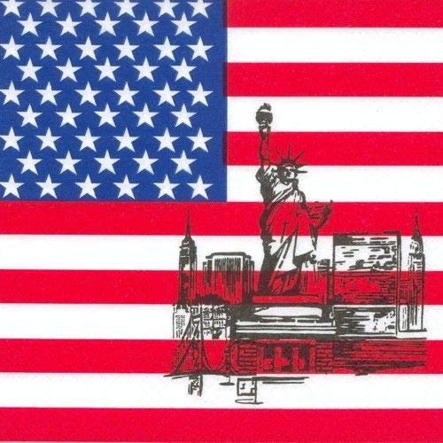 1 PACKUNG MIT 50 SERVIETTEN 3lg.1/4 Falz 33x33cm USA Amerika Deko Tischdeko