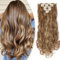 S-noilite® Teile Set Clip in Extensions 60cm Haarverlängerung Haarteil gewellt Hellbraun & Graublond