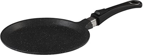 Crêpière 24 cm Façon Pierre - Fonte d'Aluminium Indéformable - Revêtement Anti-Adhérent Sans PFOA - Manche Amovible - Tous Feux y compris Induction