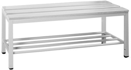 Lüllmann Sitzbank Garderobensitzbank Umkleidebank mit Schuhrost freistehend 100cm 801155 hellgrau, Gestell Stahl Lichtgrau