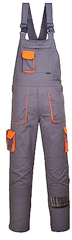 Portwest TX12 Salopette da Lavoro con Bretelle Contrastanti Uomo Texo Grigio Tall, M