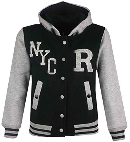 A2Z 4 Kids B.B Hooded Jacket R Fashion NYC/FOX Varsity - B.B NYC Black Grey 7-8