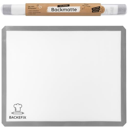 Backefix Silikon Backmatte 50x40 cm - wiederverwendbar Silikonbackmatte Schadstoff frei - einfach, umweltbewusst und gesund backen mit Dauerbackmatte, spülmaschinenfest, zuschneidbar
