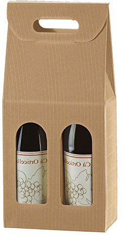 IMBALLAGGI ALIMENTARI PZ 20 SCATOLA PORTA BOTTIGLIA (2 BOTTIGLIE) BUSTA IN CARTONE ONDULATO BOX FOR BOTTLES IN CARTA