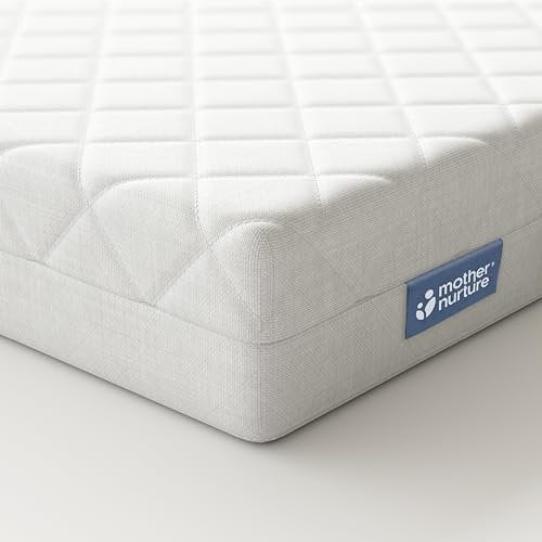 Mother Nurture Classic Foam Travel Cot Mattress (95 x 65cm x 7.5cm) Breathable Travel Cot Bed Mattress For Comfy Night’s Sleep Hypoallergenic Removable Quilted Cover BSI Tested, Lightweight & Portable