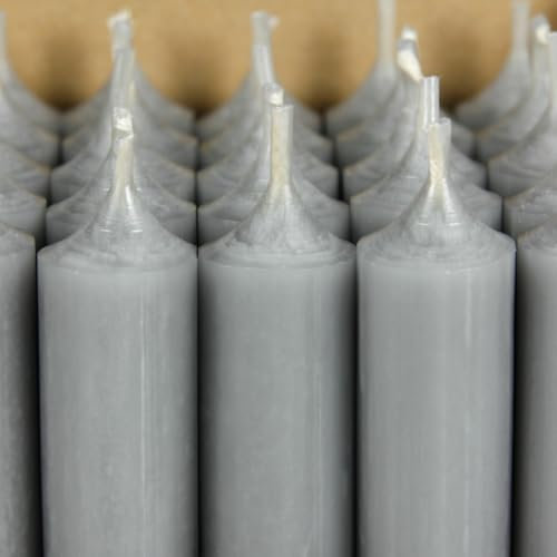Bütic GmbH Stabkerzen durchgefärbt 180mm x Ø 22mm - Kerzen hochgereinigt, Brenndauer 8h, geruchsneutral, rußarm mit rückstandsfreiem Abbrand, Farbe:Grau, Set mit:8 Stück