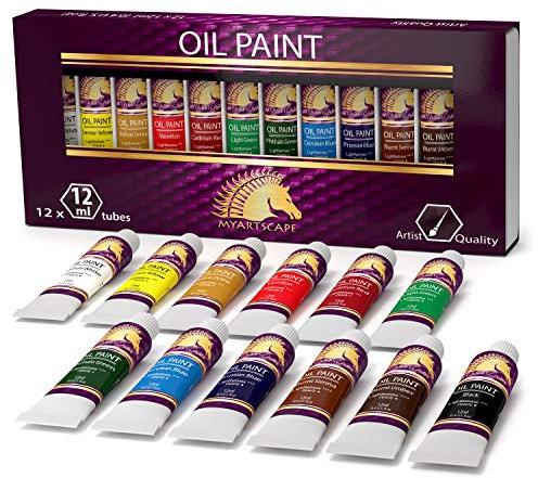 Myartscape Oil Paint Set - 21ml x 12 Tubes - Artist Quality - Lightfast - Heavy Body - Highly Pigmented Oil-based Colors - Excellent Coverage - Professional Painting Supplies