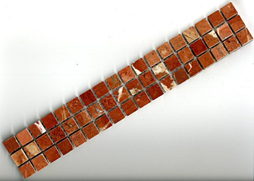 Frise mosaïque 30 x 5 cm en pierre naturelle Rojo Alicante Rouge B660