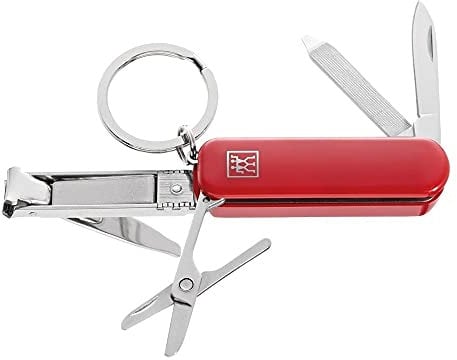 ZWILLING Maniküre Pediküre Multi-Tool (Schlüsselanhänger mit Nagelschere, Nagelknipser und Nagelfeile), Rot, 60 mm