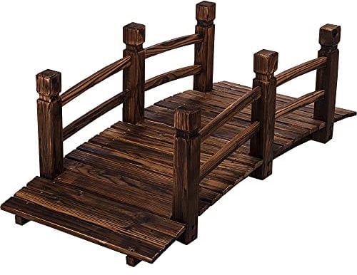 STILISTA Ponte in Legno con ringhiera 150 x 65 x 53 cm, Oliato, Portata Fino a 150 kg, Colore a Scelta, Marrone Scuro