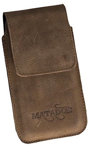 MATADOR Gürteltasche kompatibel mit iPhone 6 / 6s / SE (2020/2022) Ledertasche Echt Leder Hülle Case Magnet Clip Schlaufe Tabacco Braun