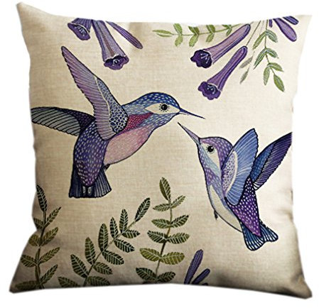 Nunubee Leinen Baumwoll Nette Dekokissen Fall Startseite Sofa Kissenbezug Baum Vogel 6