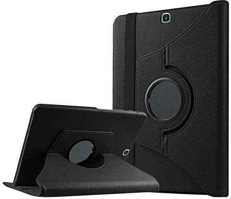 Beebiz - Funda protectora, piel, con función soporte mediante, rotación 360º, para Samsung Galaxy Tab 3 Lite 7.0 SM-T110 negro Samsung Galaxy Tab S2 9.7
