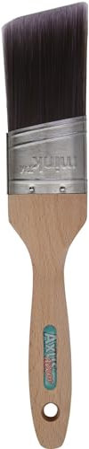 Axus Decor Silk Cutter Brush (Mink Series) Angled For Cutting In Walls, Ceilings & Woodwork Edges, Smooth, Slightly Oval-Shaped Brush, Beech Wood Handles, Anti-Rust Stainless Steel -2/50mm