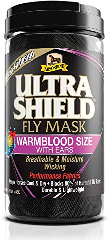 Absorbine UltraShield Equine Fly Mask, UV Protection, Warmblood Horse Size with Ears