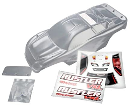Traxxas 3714 Rustler with Decal Sheet/Wing and Aluminum Hardware Body Model Car Parts, Clear