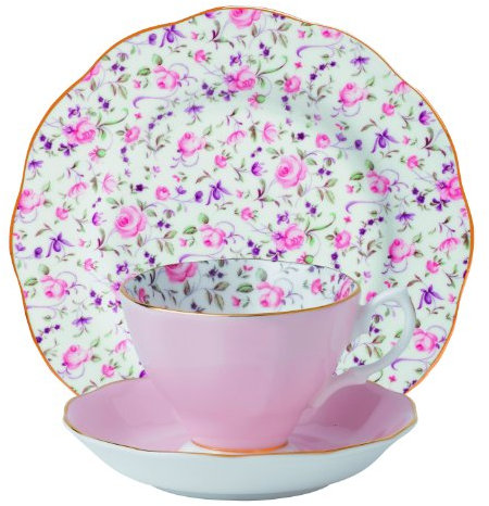 Royal Albert Rose Confetti 3-teiliges Set (Teetasse, Untertasse und Teller, 20,3 cm)