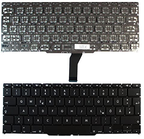 Keyboards4Laptops Alemán versión retroiluminada (sin Placa retroiluminado) Negro Teclado de Repuesto para Ordenador portátil Compatible con Apple MacBook Air A1370