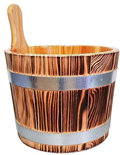 SudoreWell® Seau de Sauna en bois de mélèze extérieure flambé - 5,0 L