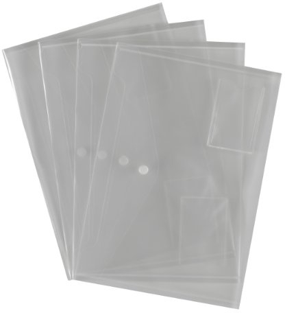 Qty 5 Document Wallet Folder Plastic A4 Clear Popper Stud Closing Hard Wearing With ID Holder Document Folders, a safe and stylish way to store and carry documents Manufactured from hard wearing transparent polypropylene with a press-stud closing mechanism keeping contents secure Suitable for A4 plus papers Clear