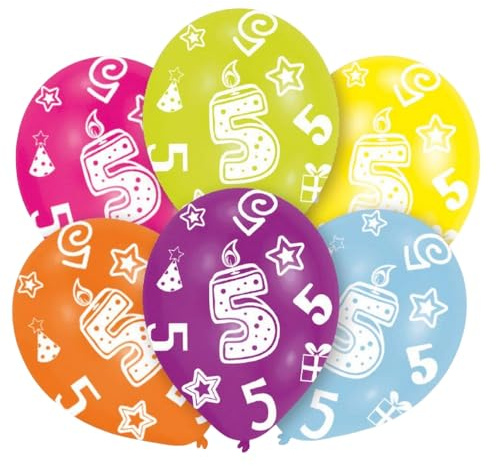 Amscan INT995660 - Latexballons Globaldruck 5, 6 Stück, Luftballons, Geburtstag, Dekoration