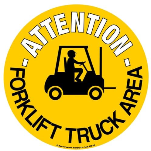 Floor Graphic Markers, Floor Stickers, Floor Adhesive Sign, Warning Stickers, Floor Signal Markers, Safety Signs - 430mm dia. - Forklift Truck Area
