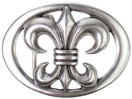 FRONHOFER Lilien Gürtelschnalle, Damen, für 4 cm Gürtelriemen, altsilber, 17709, Farbe:Silber, One Size Accessoires :One Size